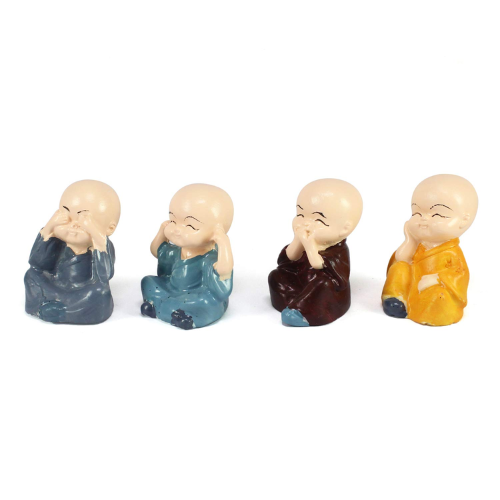 4 Little Monk Buddha Statue - Image 3
